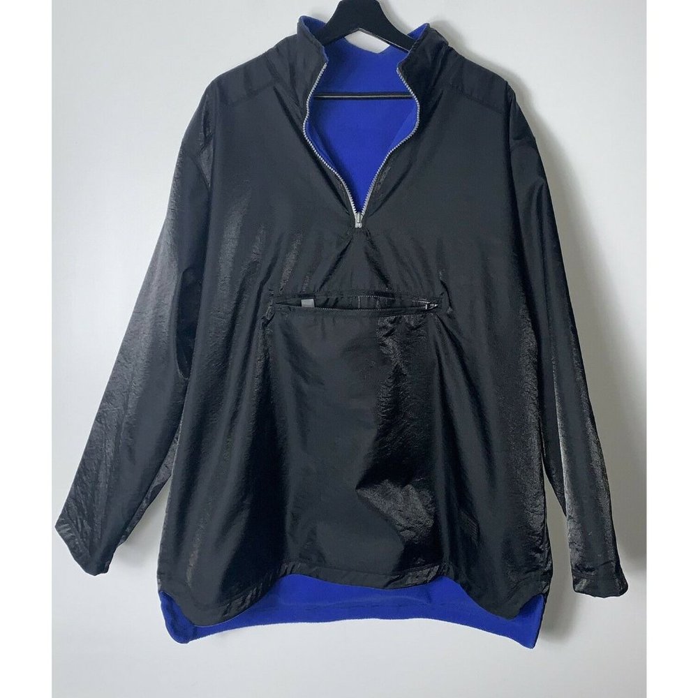 Liz Claiborne LC Tech Womens Anarak Jacket Coat 1/4 Zip Reversible Black Blue L